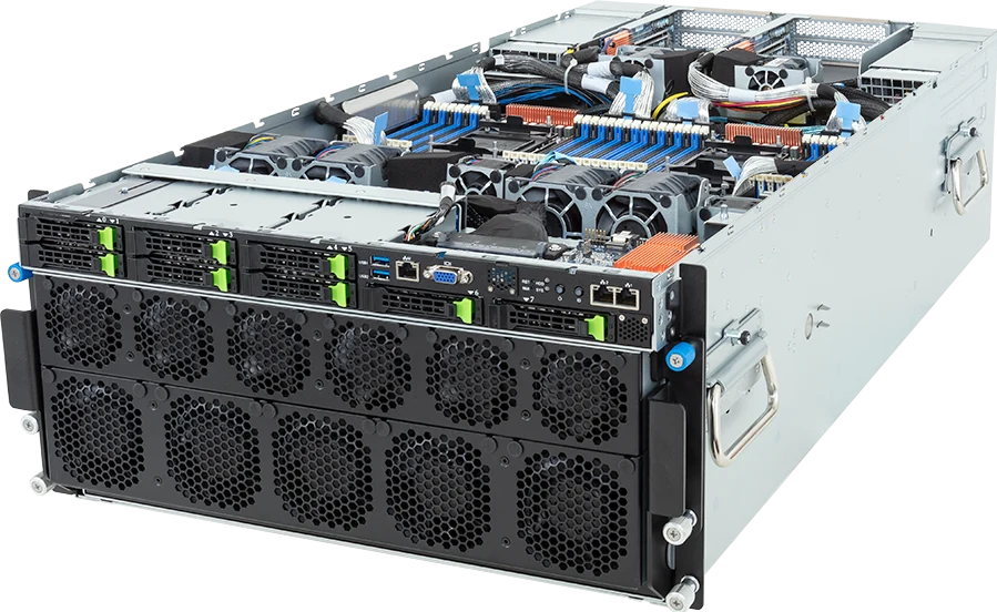 Реальный сервер GIGABYTE G593-SD1-AAX3 с платформой NVIDIA HGX H200